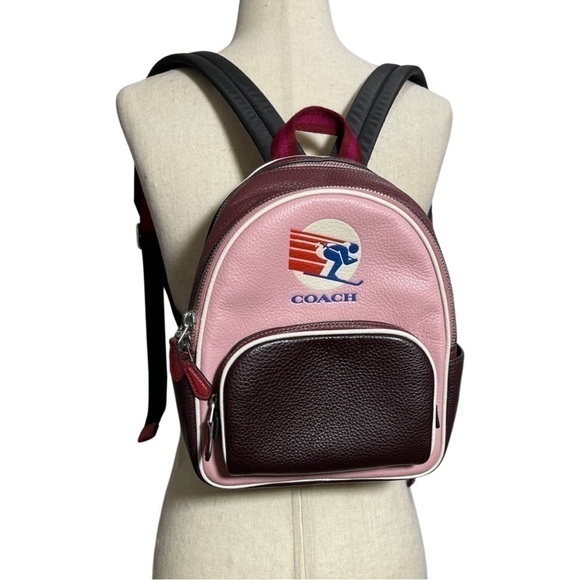 Coach • Mini Court Backpack In Colorblock Ski Speed Graphic Powder Pink Multi - Picture 4 of 16